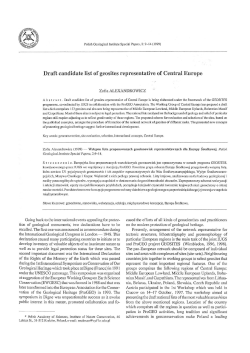 Draft candidate list of geosites representative of Central Europe