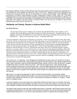 The following reflection, written by Molly McClure about Hurricane