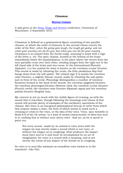 Chiasmus Steven Connor A talk given at the Song, Stage and