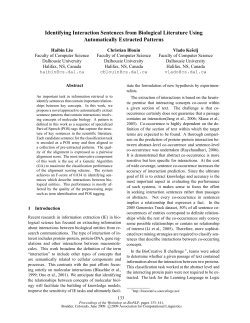 Identifying Interaction Sentences from Biological Literature Using