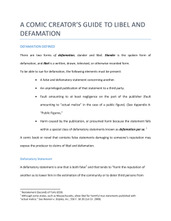 A COMIC CREATOR`S GUIDE TO LIBEL AND DEFAMATION