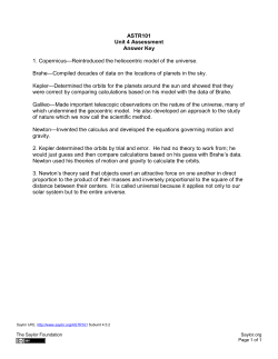 ASTR101 Unit 4 Assessment Answer Key 1. Copernicus