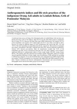 Anthropometric indices and life style practices of the indigenous