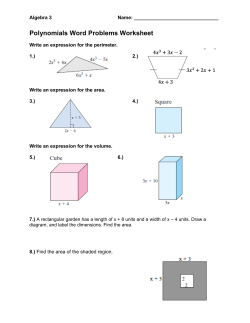 Polynomials Word Problems Worksheet