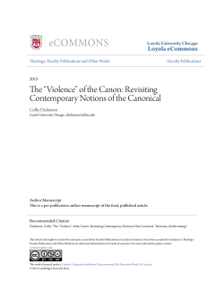 The &ldquo;Violence&rdquo; of the Canon - Loyola eCommons