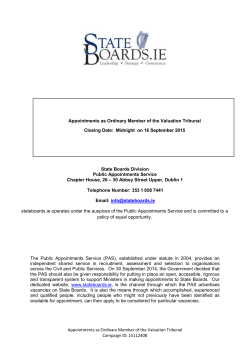 Appointments as Ordinary Member of the Valuation