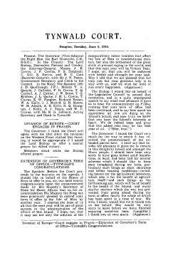 06 Jun 1944 Tynwald Hansard TYNWALD COURT. Douglas