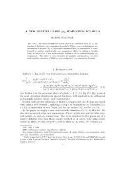 A NEW MULTIVARIABLE 6ψ6 SUMMATION FORMULA 1