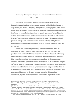 1 Sovereignty, the Corporate Religious, and