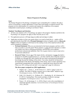 Honors Program in Psychology Goal The Honors Program in