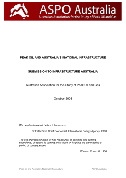 Peak Oil and Australia`s NAtional Infrastructure