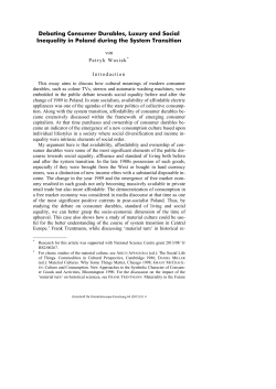 Debating Consumer Durables, Luxury and Social Inequality in
