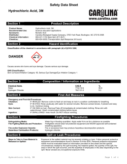 Safety Data Sheet Hydrochloric Acid, 3M DANGER