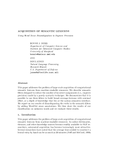 ACQUISITION OF SEMANTIC LEXICONS Using Word