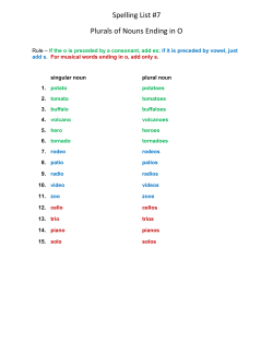 Spelling List #7 Plurals of Nouns Ending in O