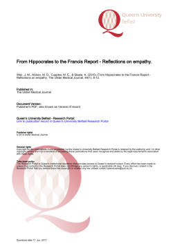 From Hippocrates to the Francis Report - Reflections on