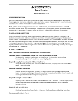 Accounting I: Course Overview - Northeastern School District
