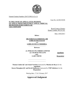 Pimlico Plumbers -v - Courts and Tribunals Judiciary