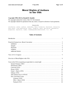 Moral Rights of Authors in the USA