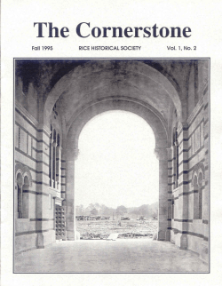 Cornerstone newsletter of the Rice Historical Society