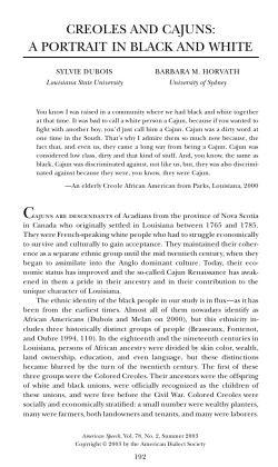 Creoles and Cajuns: A Portrait in Black and White