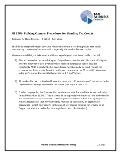 HB 2286 Building Common Procedures for Handling Tax Credits