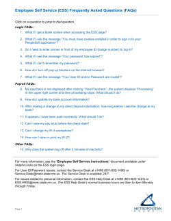 Employee Self Service (ESS) Frequently Asked Questions (FAQs)