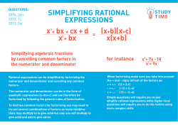 Simplifying Rational EXpRESSionS x + bx + cx + d