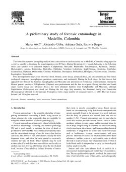 A preliminary study of forensic entomology in Medell&otilde;&Acirc;n, Colombia