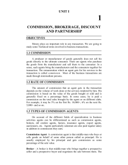 COMMISSION, BROKERAGE, DISCOUNT AND PARTNERSHIP