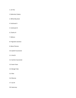 1. Jan Hus 2. Bohemian Estates 3. White Mountain 4. Ferdinand II 5