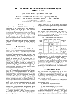 The TUBITAK-UEKAE statistical machine translation system for
