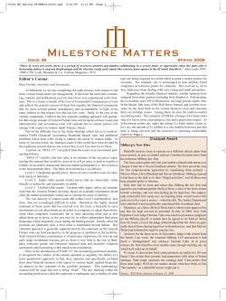 April 15, 2009 - Milestone Venture Partners