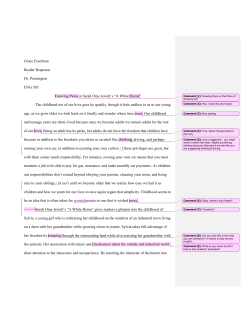 Growing Pains: Reader Response Essay to Sarah Orne Jewett`s "A