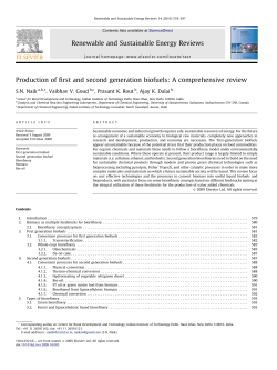 Production of first and second generation biofuels: A comprehensive