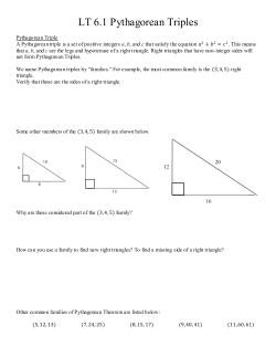 LT 6.1 Pythagorean Triples