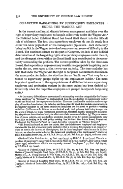 Collective Bargaining by Supervisory Employees under the Wagner