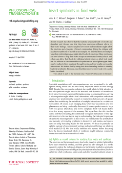 Insect symbionts in food webs - Philosophical Transactions of the