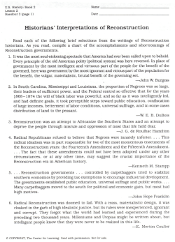 Historians` Interpretations of Reconstruction