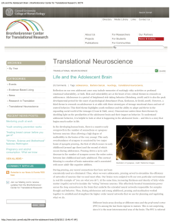 Life and the Adolescent Brain - Cornell College of Human Ecology