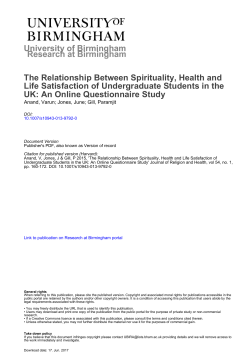 University of Birmingham The Relationship Between Spirituality