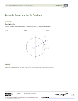 Lesson 7: Secant and the Co-Functions