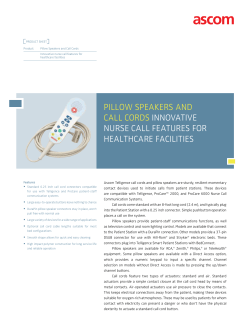 PIllow SPEakErS and call cordS InnovatIvE nurSE call