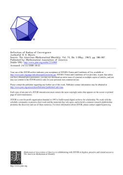 Definition of Radius of Convergence Author(s): D. E. Myers Source