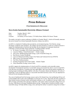 Nova Scotia Sustainable Electricity Alliance Formed