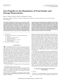 Gut Peptides in the Regulation of Food Intake and Energy