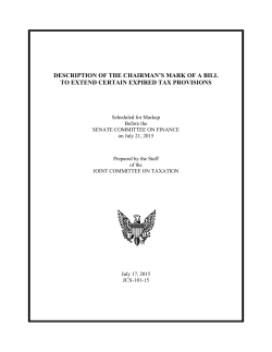 Description of the Chairman`s Mark of a Bill to Extend Certain
