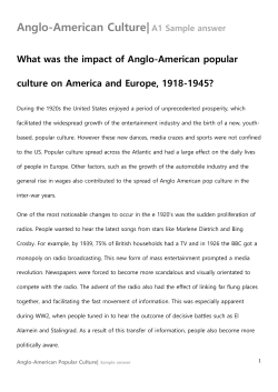 Anglo-American Culture|A1 Sample answer