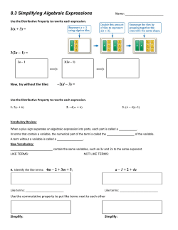 8.3 Simplifying Algebraic Expressions