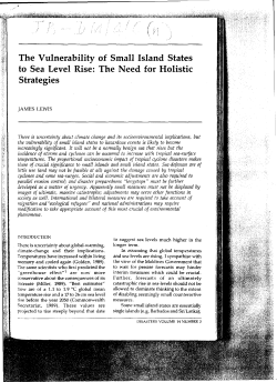 The Vulnerability of Small Island States to Sea Level Rise: The Need
